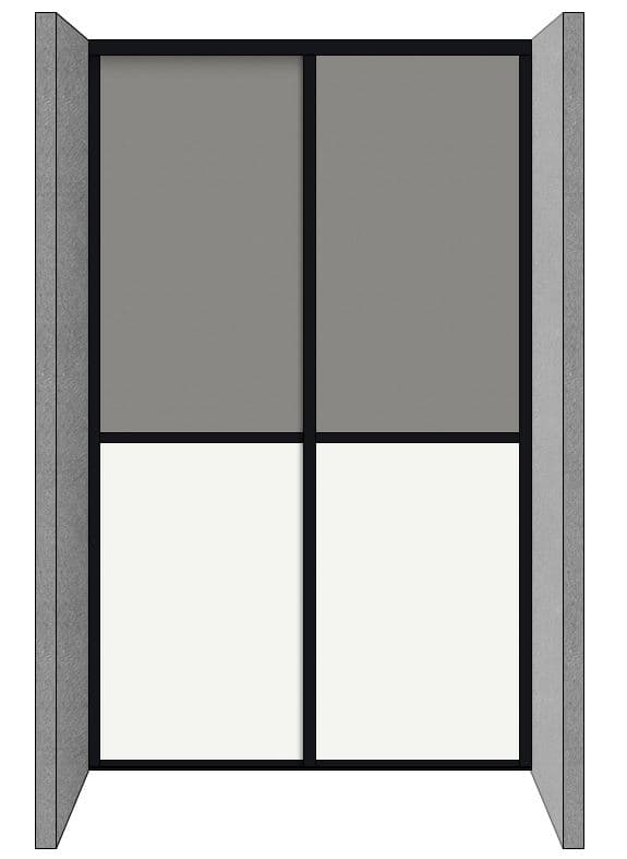 Façades coulissantes 2 vantaux blanc et titan, profils jade noir mat
